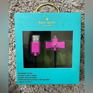 kate spade hot pink USB-A to Micro-USB Cable with Bow Accent